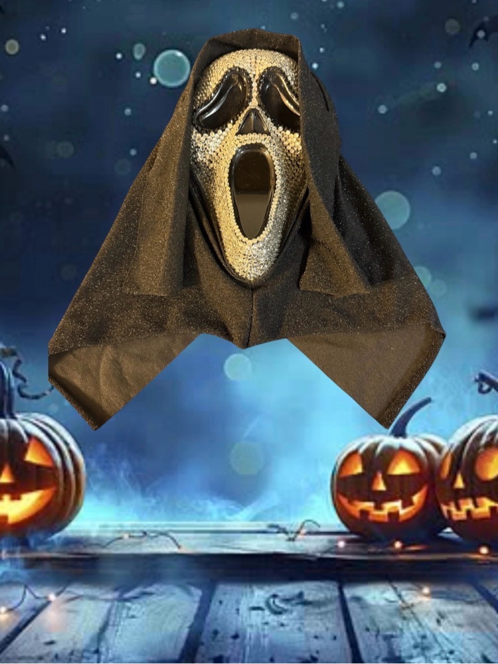 Ghost Face Bedazzled Rhinestone Bling Full Mask SCREAM Halloween Costume